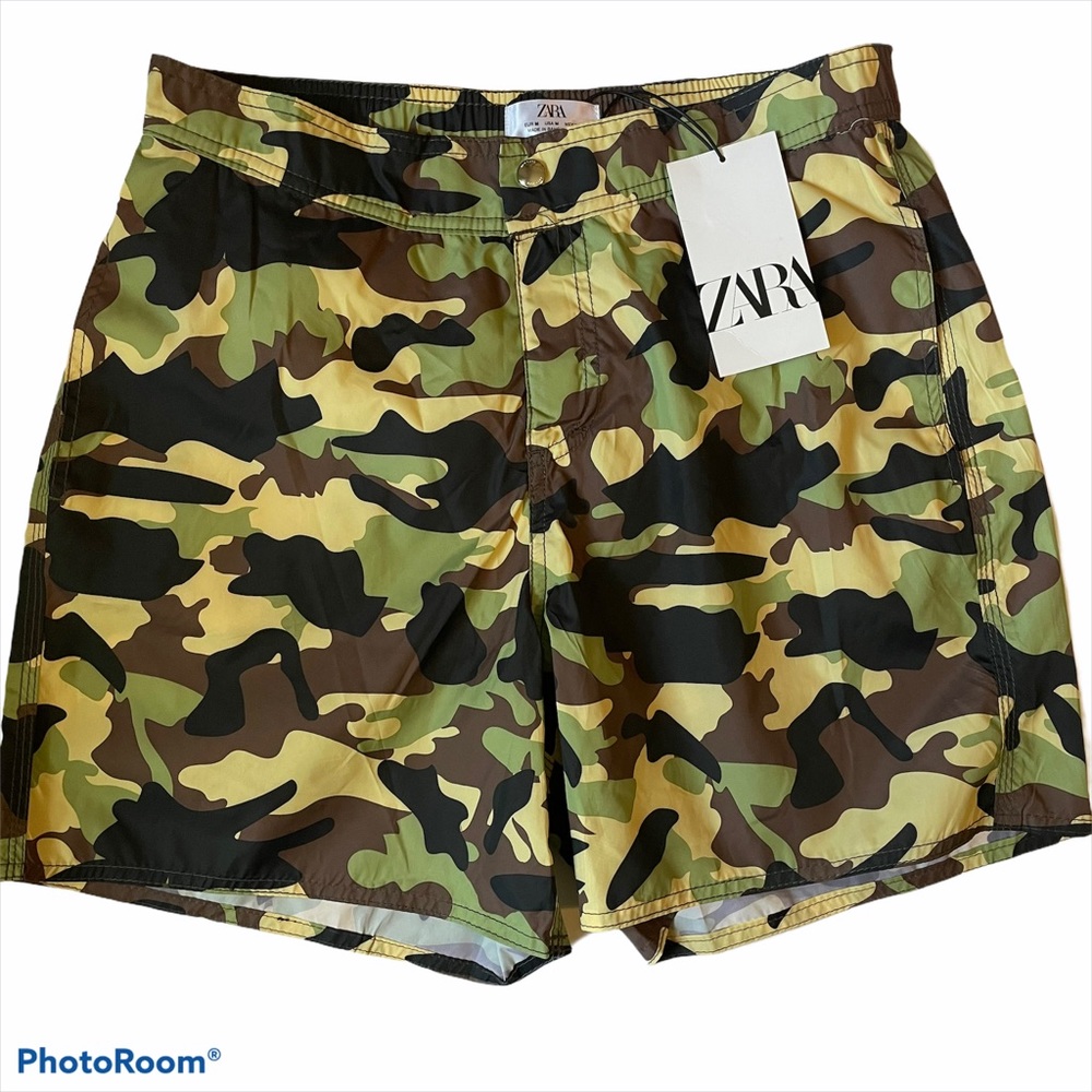 NWT Zara Men’s Camo Swim Trunks 5” Inseam Medium